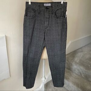 James Jeans Donna Gray Newspaper Plaid High Rise Ankle Mom Jeans NWT Size 28